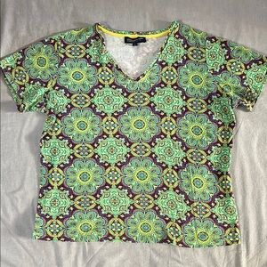 Jones New York Signature Women Short Sleeve V Neck Tee Shirt